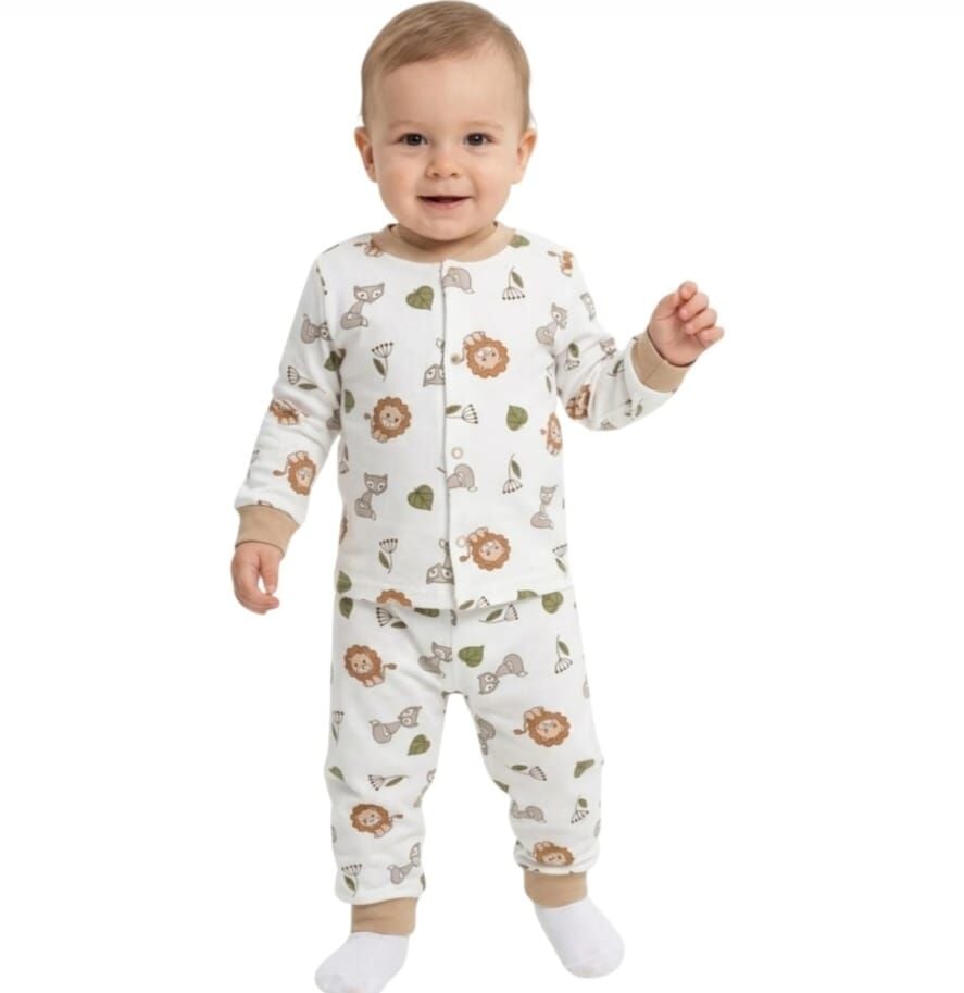 Aslan Baskılı Çıtçıtlı  Pijama Takımı